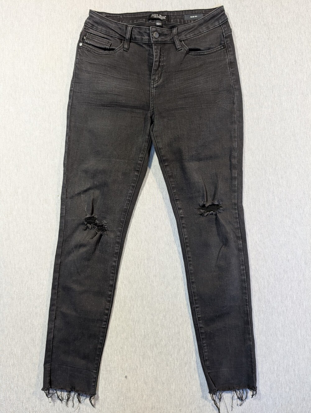 Judy Blue Slim Fit Jeans Women's 5/27 Black Stretch Raw Hem
